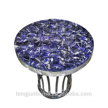 CANOSA Blue-veins stone coffee table with sliver stainless steel